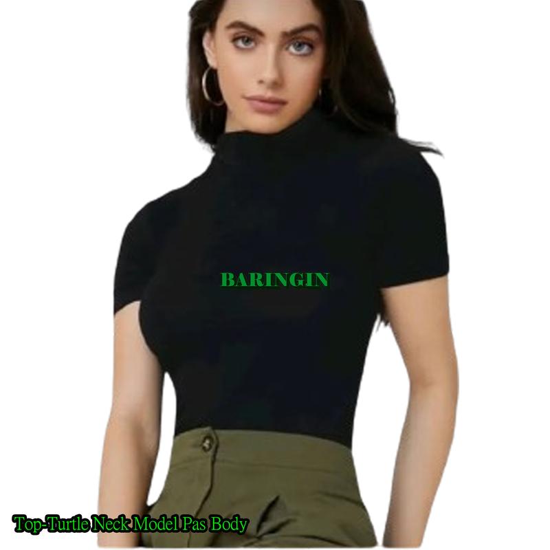 Product Introduction of MANSET TURTLENECK PREMIUM LENGAN PENDEK-MANSET POLOS DALAMAN WANITA Kaos Nyaman Hitam Panjang Tangan Oblong Atasan 17