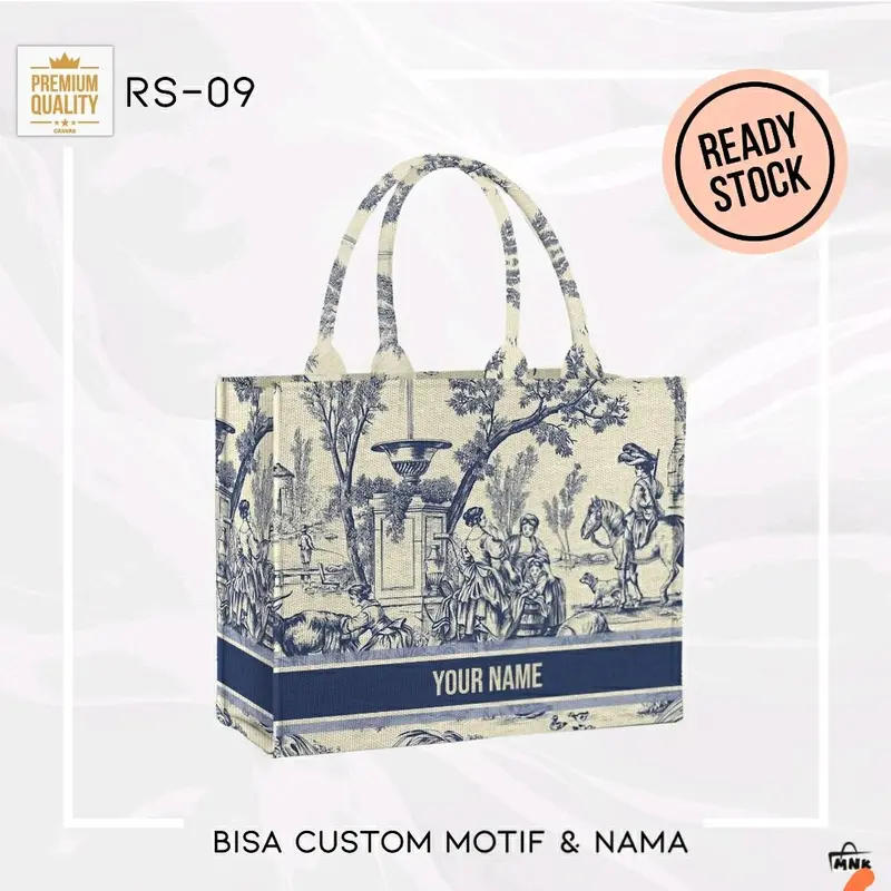 TOTEBAG NAMA | Tas kanvas | MNK bag Initial Large size Bisa Custom Nama - Ukuran 41x36x20 cm - Tote, Kanvas Totebag re komenda s itote bag 1