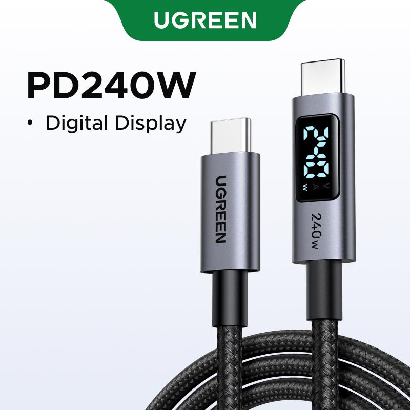 UGREEN 240W Cáp sạc nhanh có màn hình PD 5A Dây sạc Type-C bện nylon Compatible with iPhone 17 16 Pro Max Samsung S24 Xiaomi MacBook