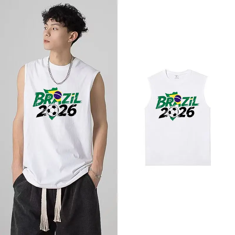 Kaos tanpa lengan bergaya Amerika untuk pria dan wanita, atasan ramping musim panas, kasual dan bergaya, cocok untuk olahraga basket, 2026, kaos tanpa lengan bermotif serbaguna dan tahan lama.
