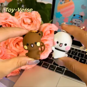 Toy-Verse 2pcs Bubu Dudu Gantungan Kunci Couple Magnetik Lucu Beruang Romantis Aksesori Kunci Pasangan Hadiah Ideal Teman dekat Gantungan Tas Sekolah Menggemaskan Keychain Lucu