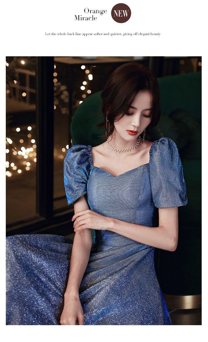 Star Evening Dress New Blue Long Sequin Bridesmaid Group Temperament Annual Meeting sisters Dress Host Party Dress 280#