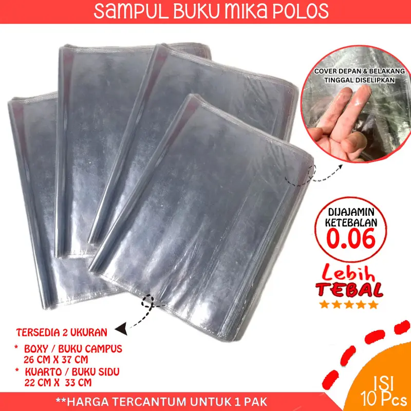 Sampul Buku Mika Kwarto / Boxy Mika Tebal isi 10 lembar Sampul Buku Sidu BENING KUARTO SIAP PAKAI 20 lembar Tebal Sampul Buku Tulis Plastik Mika 60 Lembar 1