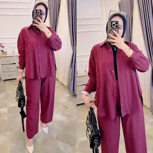 Setelan Celana KATUN LINEN Standar BB 50-85 LD 120 Baju Wanita Muslim