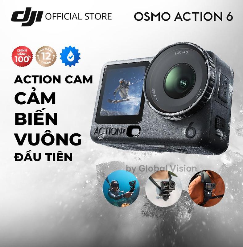 [Hot] Camera hành động DJI Osmo Action 6 máy quay hành trình | Video 8K, cảm biến vuông 1/1.1, bộ nhớ trong 50GB (DJI OA 6)