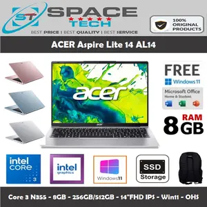 ACER Aspire Lite AL14 Core 3 N355 8GB 512GB SSD 14"FHD IPS Win11 OHS