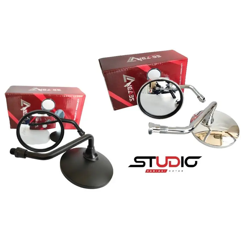 SEVEN - Spion Retro Mini  Pendek Bulat kaca Cembung Kaca Putih Universal Motor Accessories Asli 0
