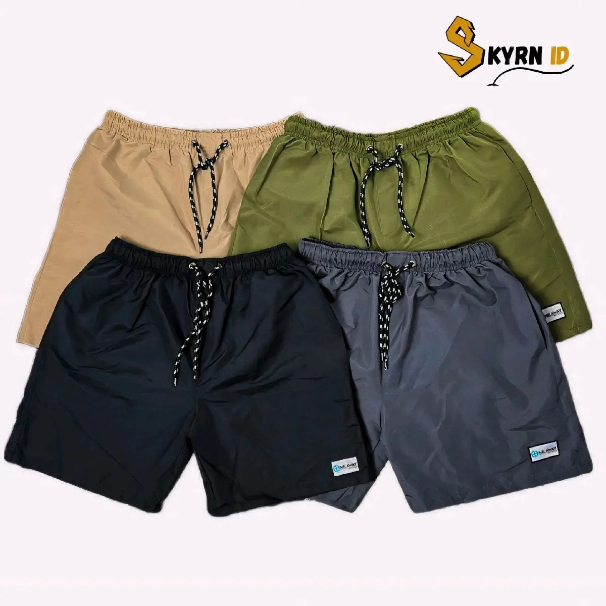 Paket 4 pcs Celana pendek Boardshort Oneaway & 3 pcs & 2 pcs & 1 pcs Celana pendek boardshort shortpants oneaway boxer murah diskon nyaman pantai santai Abu Hijau