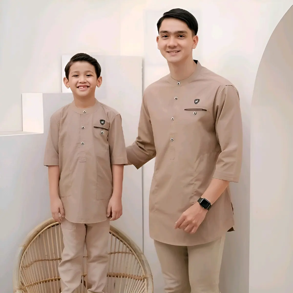 Baju Koko Kurta Couple Ayah Anak Lengan 3/4 Bahan Toyobo Import Nyaman Dipakai / Koko Dewasa Pria / Koko Muslim Pria