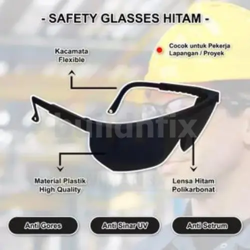 1 DUS (12 PCS) SAFETY GLASSES / KACAMATA PELINDUNG / KACAMATA FASHION BENING DAN HITAM TERAWANG 2