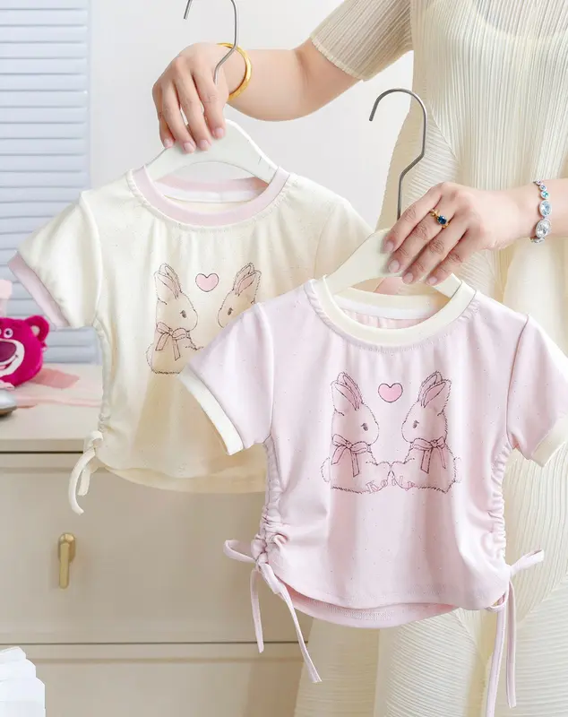 baju Kecil anak perempuan crop atasan anak usia 1-11  Kaos  katun santai 0