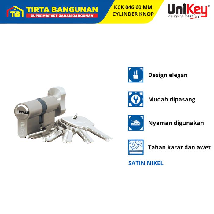 Gambar UNIKEY KCK 046 60 MM KNOB CYLINDER SECURITY SILINDER KUNCI PINTU RUMAH SN dari Tirta Bangunan Kota Depok Tokopedia