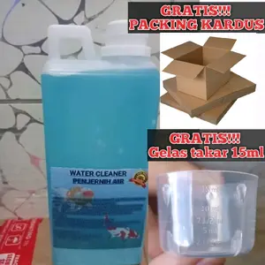 Penjernih Air Aquarium dan Kolam 1 Liter - Water Cleaner Berkualitas Tinggi dari Jepang untuk Kejernihan Cepat & Kesehatan Ikan - Dosis 10ml untuk 100 Liter Air - GRATIS Packing Kardus & Gelas Takar 15ml