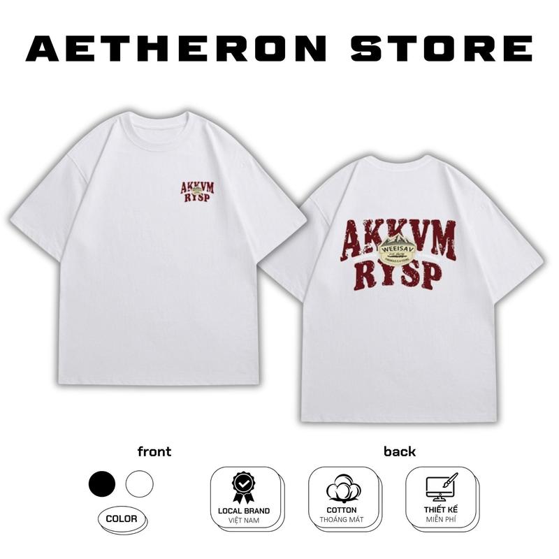 AETHERON STORE I Áo Thun Unisex in chữ AKKVM RYSP, Thun Cotton…
