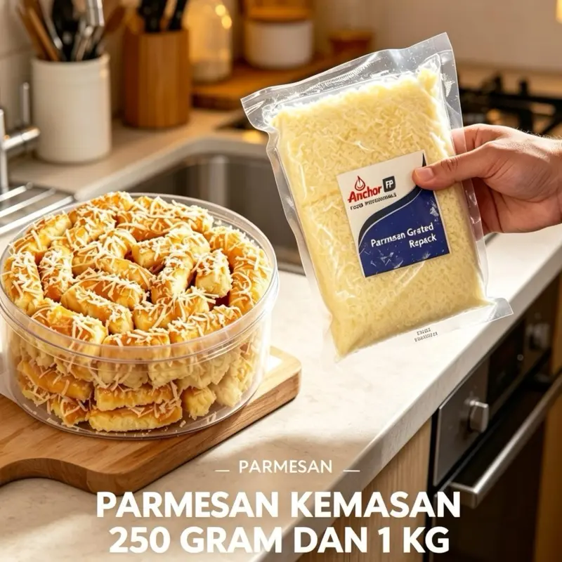 Anchor Parmesan 250 gram - Parmesan Kemasan 250 Gram dan 1 KG untuk Masakan Anda