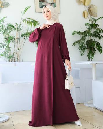 Gamis Lebaran Mariyam Dress Maxi Wanita Muslim Dewasa abaya gamis  polos  crinkle 5
