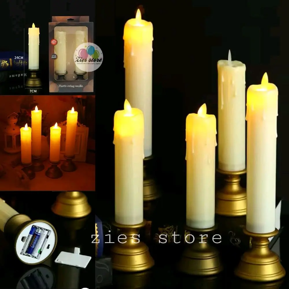 WM808 24 CM SET 2 lilin led panjang / candle holder led melting