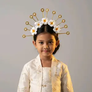 Bando Fashion Mahkota Kolaborasi Adat Jawa & Bali Kembang Goyang Kamboja Putik Sari untuk Anak hingga Dewasa Cocok Untuk Kartini, Karnaval Tari dengan Clips Jedai