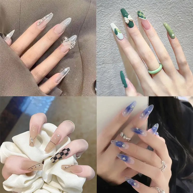 *Ready Stock* New Arrive Fake Nail Removable 24Pcs Long Square/Sharp Nail Style Kuku Cantik Cute, Fairy, Diamond and Many Design