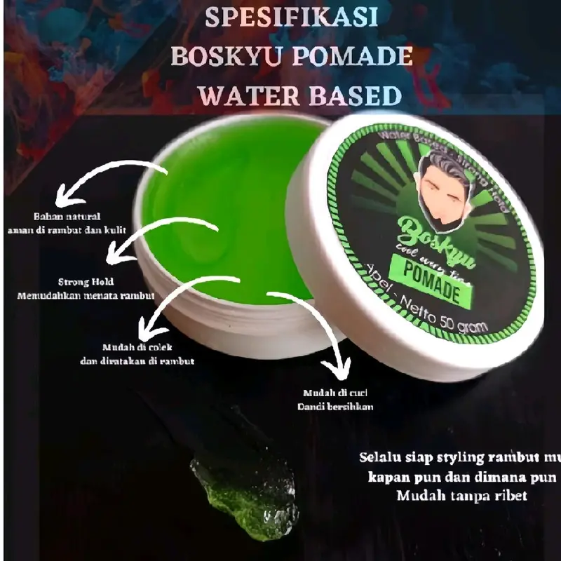 BOSKYU POMADE WATER BASSED STRONG HOLD 1