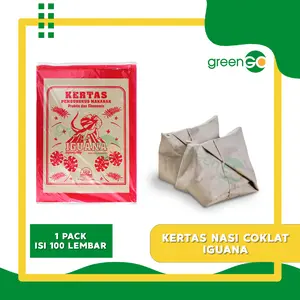 KERTAS NASI BUNGKUS WARTEG MERAH - IGUANA MERAH 27X37CM ISI 100LBR BESAR KERTAS ALAS NASI COKLAT