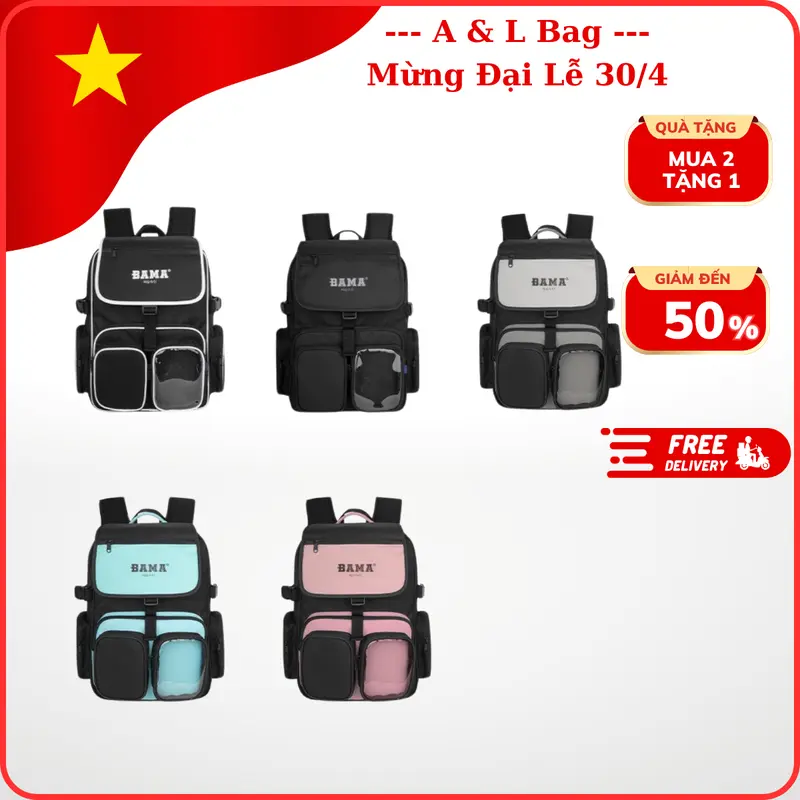 Balo Local Brand Bama SS2 Thời Trang Đi Học, Đi Chơi Chống Nước Có Ngăn Đựng Laptop Kt 42 x 35 x 15cm - AL BAG 0