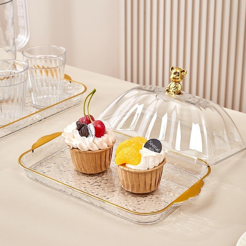 SET Nampan Tray Mewah Nampan Dengan Pegangan Handle Gold Snack Fruit Tray Tempat Penyimpanan Kue - PMJ203 Kitchenware Makan 5