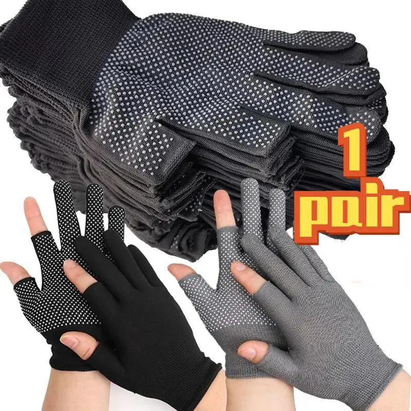 Găng Tay Chống Trượt Và Thoáng Khí, 1 Đôi, Để Làm Việc An Toàn, Đi Xe Đạp Ngoài Trời Và Làm Việc Trong Vườn, Làm Bằng Nylon, Mỏng, Tương Thích Với Màn Hình Cảm Ứng, Găng Tay Hở Ngón