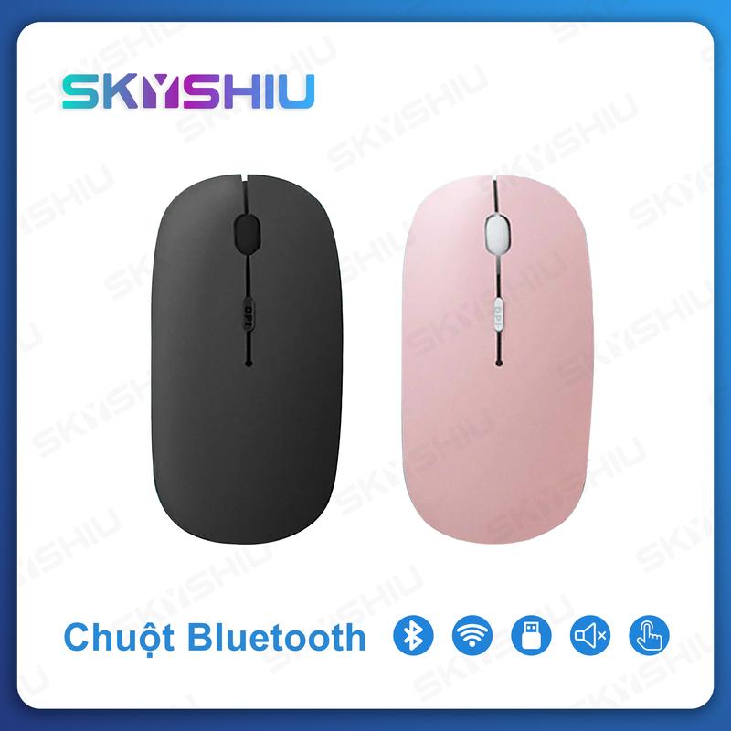 SKYSHIU Chuột Bluetooth Không Dây Có Thể Sạc Pin 4 Nút Bấm 3 Mức Độ Phân Giải 800-1600 DPI Khoảng Cách 10 Mét Tiết Kiệm Điện Năng Công Thái Học Dễ Mang Theo