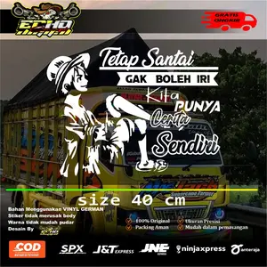 cuting stiker tetap santai, stiker kata kata kepetan, kaca mobil, truck, pick up