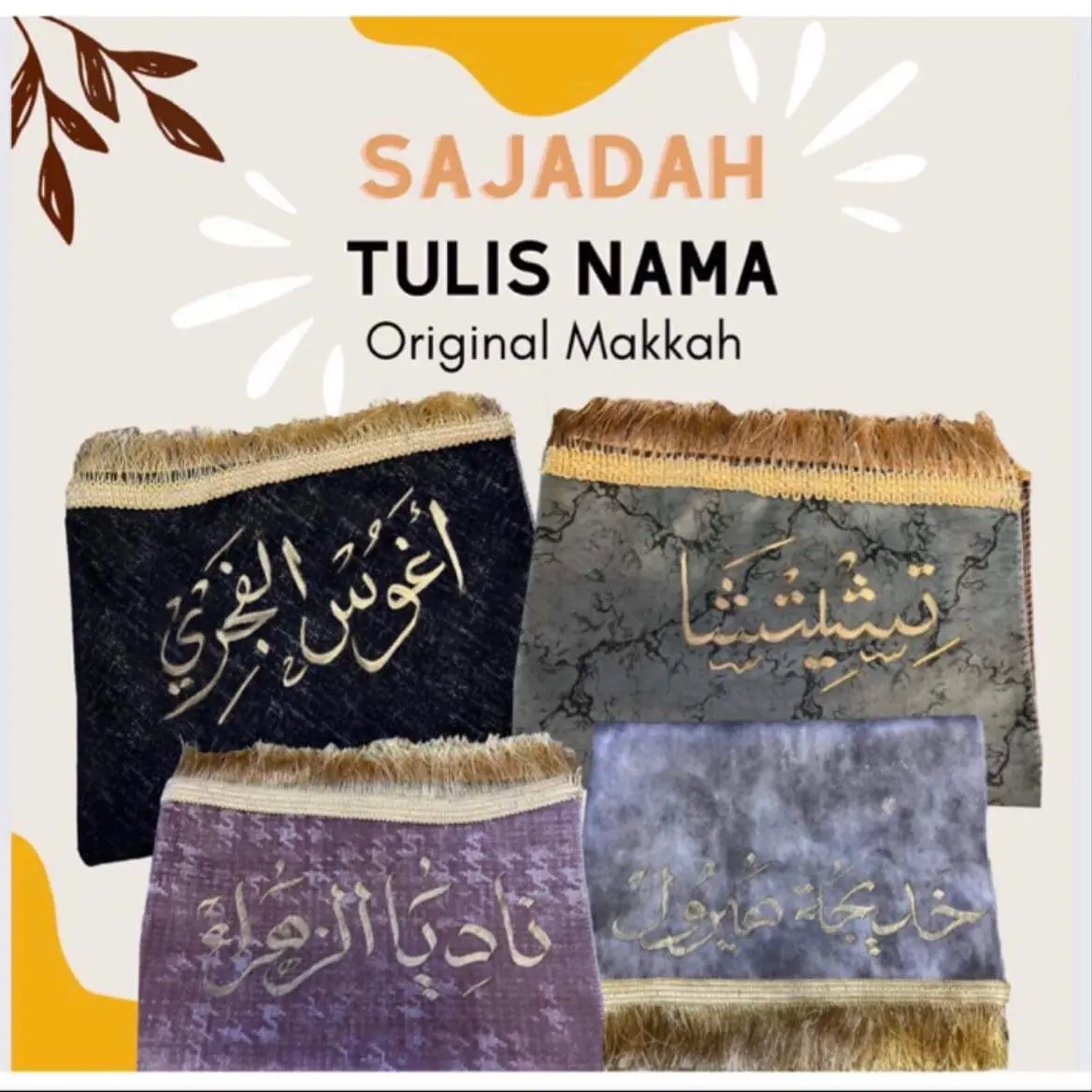 Sajadah ukir nama sajadah Custom Nama Original Mekkah Madinah
