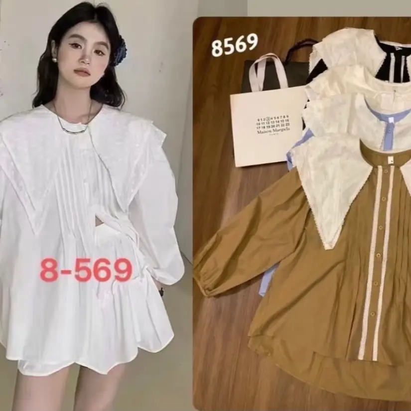 Kemeja katun import kerah lidah