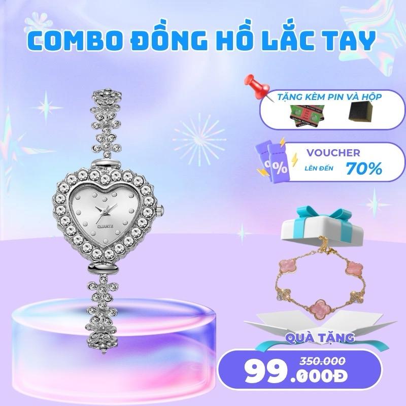 { tặng lắc tay } đồng hồ đeo tay dây rút kèm lắc tay 4 lá , dây lắc tay đính đá dây rút có thể điều chỉnh đồng hồ nữ , đồng hồ cỏ 4 lá- mỗi đơn đánh giá 5 sao nhận 10k 6