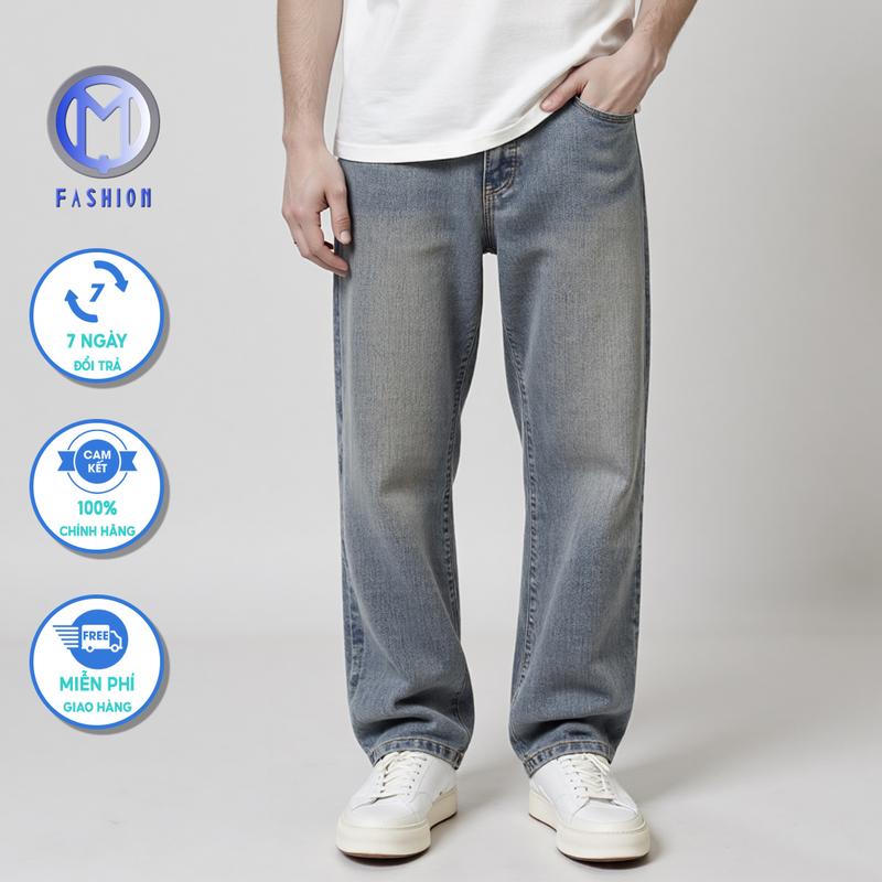 Quần jean nam ống rộng suông túi xéo đơn giãn và đa năng boy phố hot trend 2025 - M Fashion