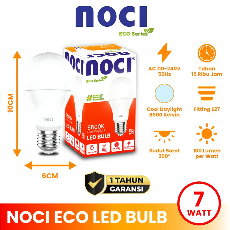 Noci Eco Series Lampu Bohlam Murah LED Bulb 5-24 Watt Cahaya Super Putih Hemat Daya