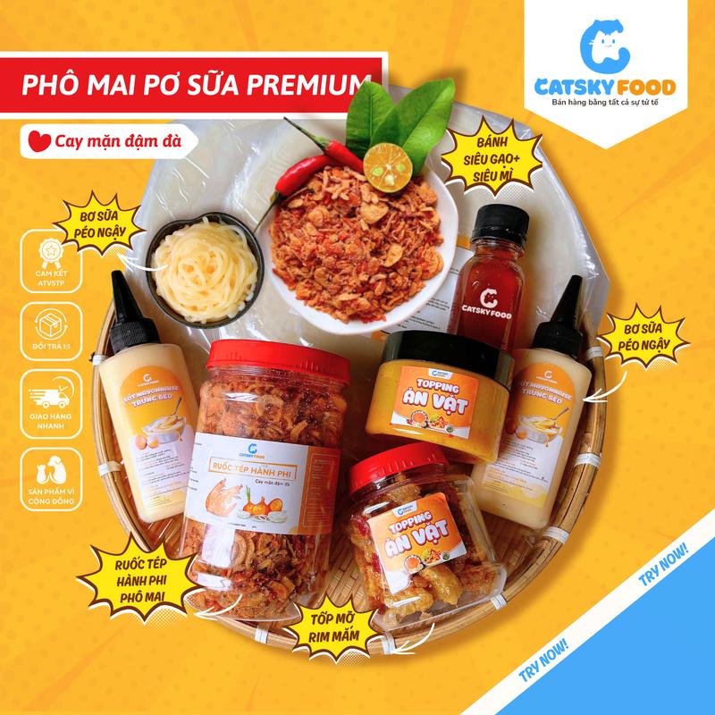 Combo Bánh Tráng Phơi Sương Phô Mai Bơ Sữa - Catsky Food - Ruốc Tép Khô Hành Phi Lắc Phô Mai, BƠ Thơm Ngon, Ăn Vặt Snack Food Combobanh Trang Tuổi Thơ