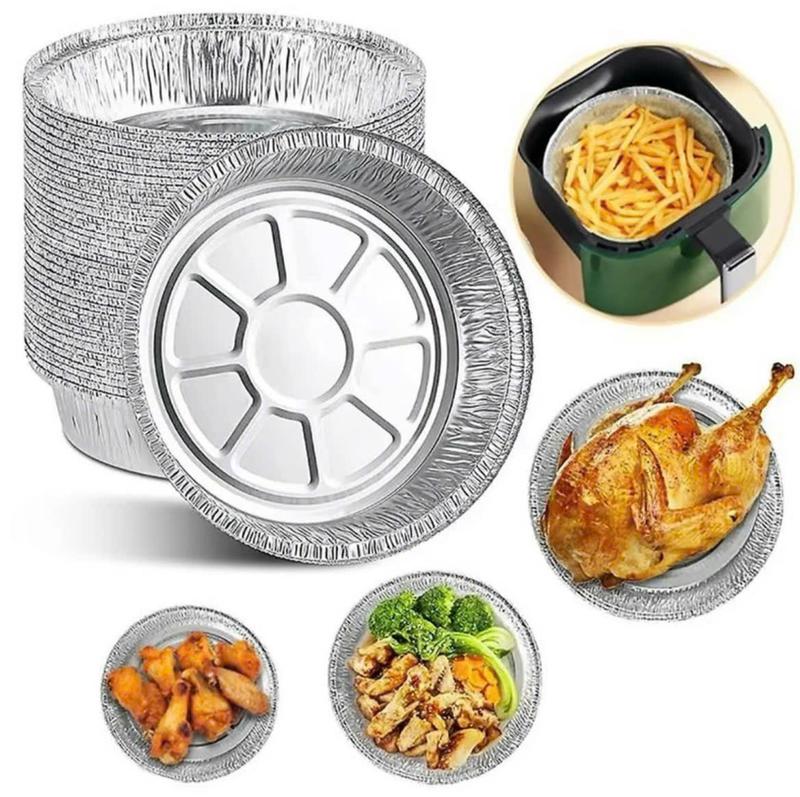 Combo 100 Khay Giấy Bạc 22cm Lót Nồi Chiên Không Dầu Lò Nướng - Khuôn Đĩa Nhôm Đựng Thức Ăn Thược Phẩm Nướng