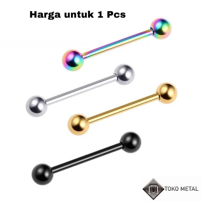 ANTING PIERCING BARBEL TINDIK UNTUK PRIA & WANITA Black Perhiasan Silver Titanium Earrings