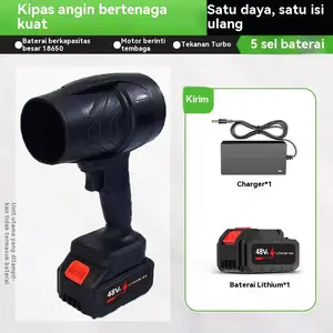 Kipas Turbin Kekerasan Kipas Badai Brushless Blower Baterai Lithium Pengering Rambut Industri Daya Tinggi [Kotak Peralatan] Hitam, Satu Listrik, Satu Pengisian Daya