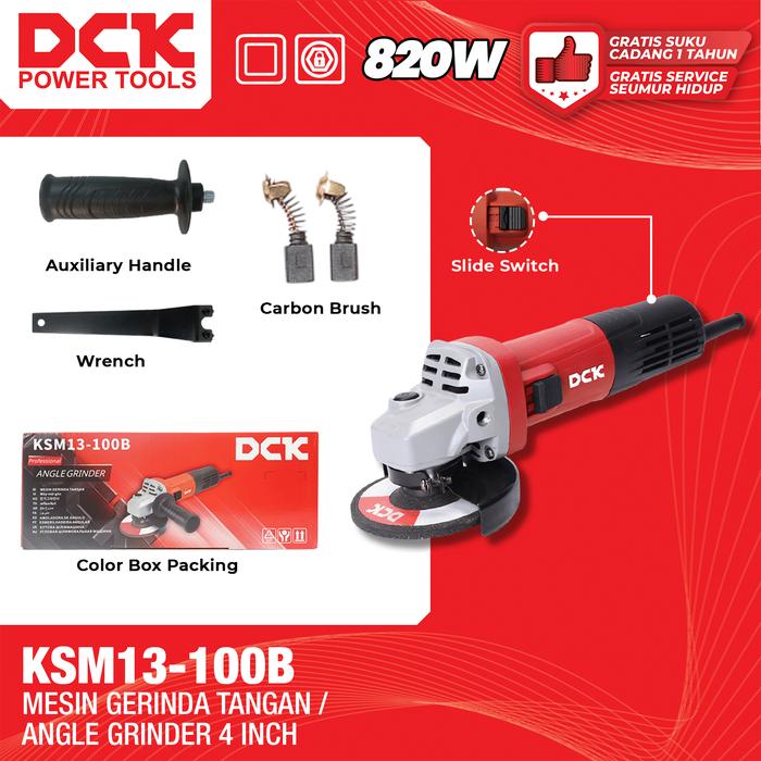 Gambar DCK Mesin Gerinda Tangan 4 Inch Slide Switch / Mesin Gerinda Listrik 4" / Gerinda Tangan Switch Samping 820 Watt / Grinda 4 Inch KSM13-100B dari DCK Power Tools Indonesia Kota Administrasi Jakarta Barat Tokopedia