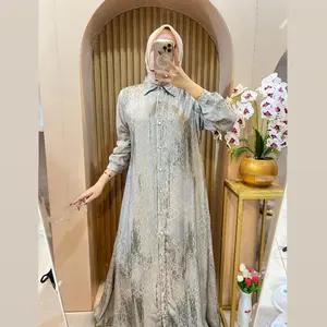 (EXCLUSIF PREMIUM) Gamis Series Pallaine Printing Terbaru Gamis Printing Full Kancing Gamis Wanita Busui Friendly Gamis Motif Printing Premium – Desain Limited