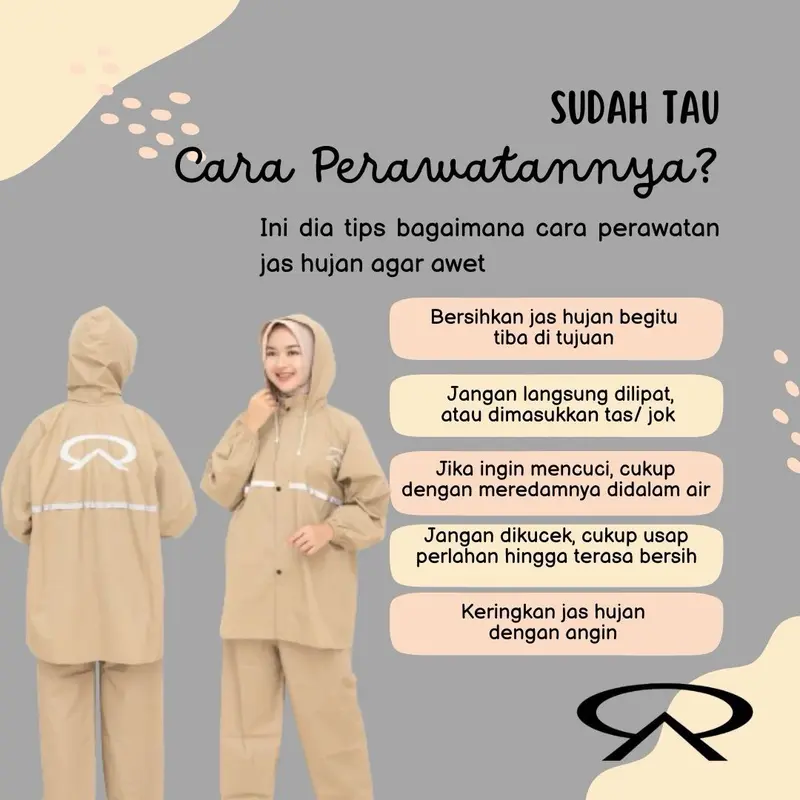 Coverain Jas Hujan Pria Wanita Gamis Full Seal Press Bahan PVC Karet Tebal Elastis Kuat Anti Rembes 6
