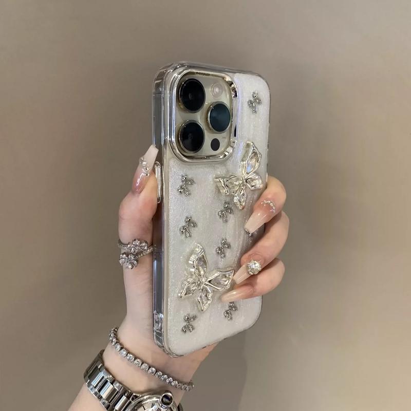 Casing Iphone Hardcase Silicone Premium Motif 3D Butterfly Ribbon Compatible for Iphone 11 12 13 14 15 PRO PROMAX 3