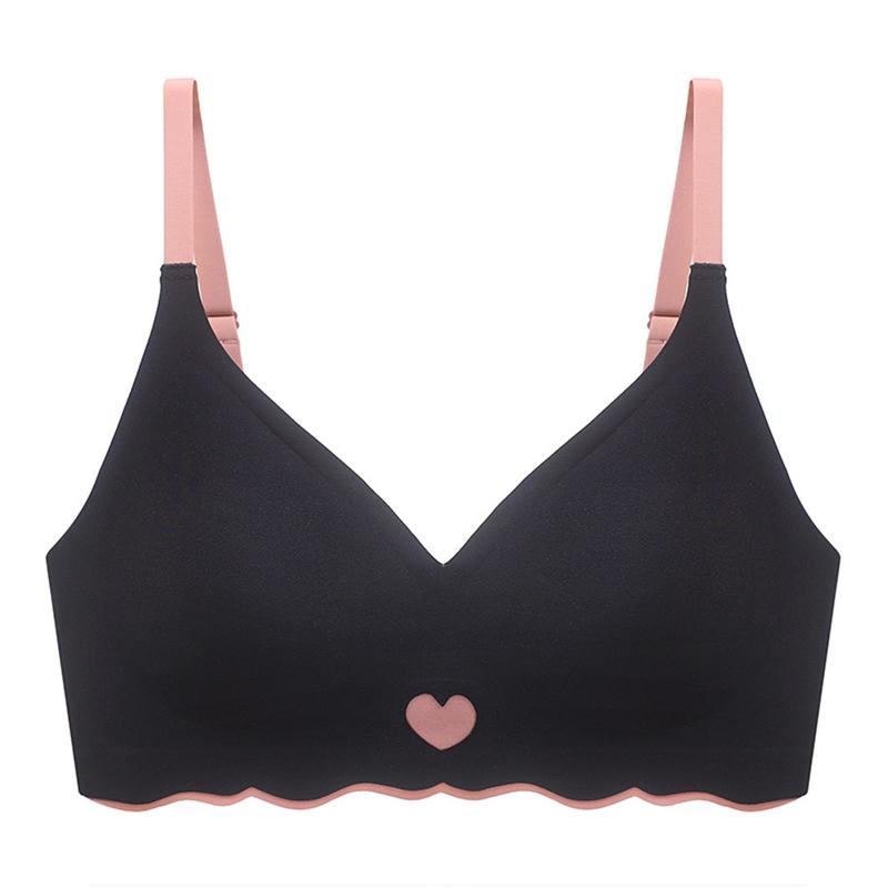 Bh Seamless Wanita Push Up Tanpa Kawat Busa Tipis Motif Love L014 Bra Nyaman - Nylon + Fiber 7