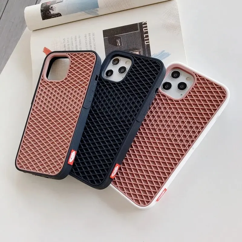 sarung telefon wafel van untuk iPhone 14, 13, 12, 11 pro Max, 14 plus, X, XS Max, XR, 6, 6s, 7, 8 plus, se 2020, sarung sukan, gird, silikon lembut bertekstur untuk iPhone 13, 12 mini