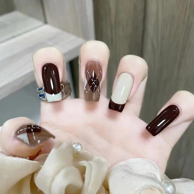 Product Introduction of [Glue Included] Medium-long, Simply Printed, Youthful Detachable Handmade False Nails [24-Piece Set] 23