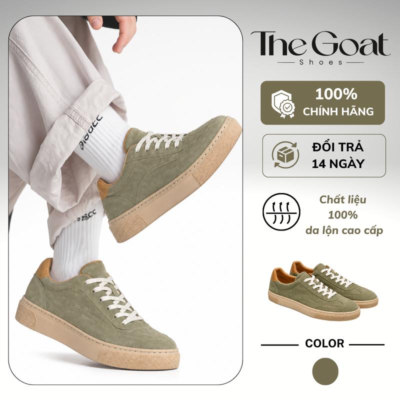 Giày thể thao The Goat Shoes da lộn , Đế bằng cao su 4.0cm khâu Đế , phù hợp đeo hàng ngày, di làm , đi chơi , dễ phối đồ