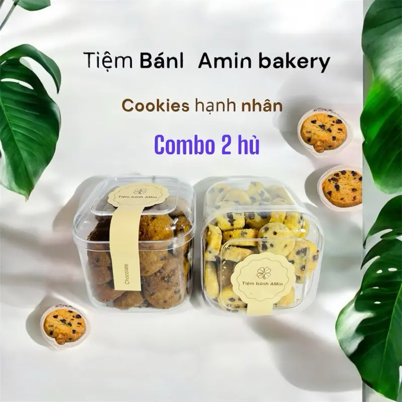 { COMBO 2 Hủ Cookies Hạnh Nhân + Mattcha - choco- Dừa _ redelvet + socola chip Bánh Cookies Tiệm Bánh AMin . Ăn vặt food cookies bánh quy