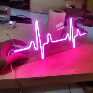 Lampu Neon Flex Ukuran 10x40cm & 15x40cm Denyut Jantung Akrilik