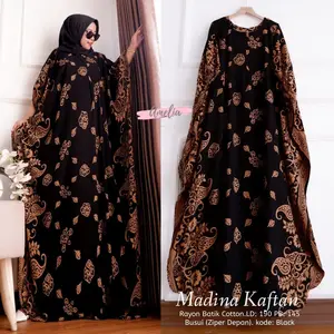 Gamis Kaftan Madina Jumbo Ld 170/Baju Wanita Lowo Batik Pekalongan Busui Rayon Premium Kekinian